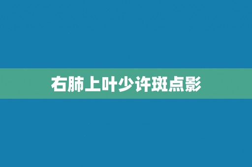 右肺上叶少许斑点影