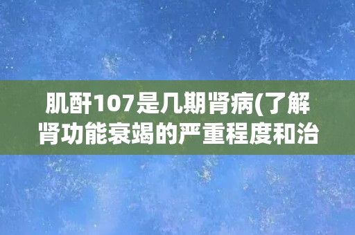 肌酐107是几期肾病(了解肾功能衰竭的严重程度和治疗方案)