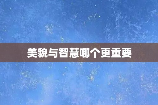 美貌与智慧哪个更重要