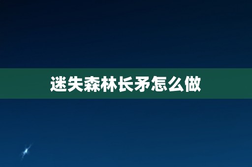 迷失森林长矛怎么做