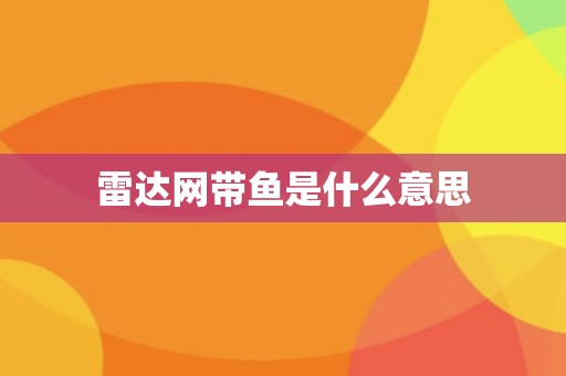 雷达网带鱼是什么意思