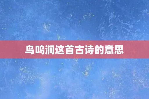 鸟呜涧这首古诗的意思