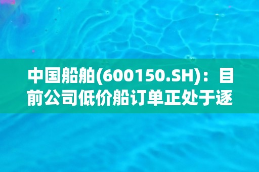中国船舶(600150.SH)：目前公司低价船订单正处于逐渐交付出清过程之中