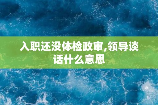 入职还没体检政审,领导谈话什么意思