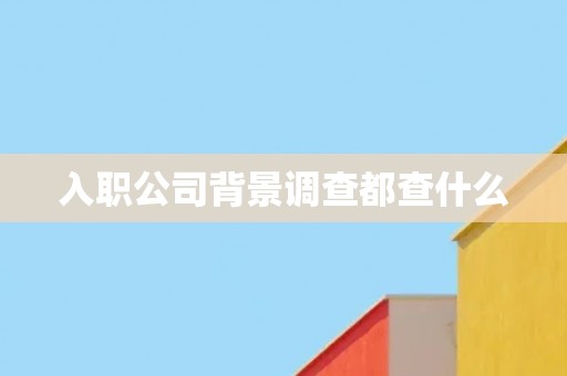 入职公司背景调查都查什么