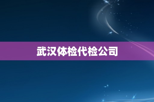 武汉体检代检公司