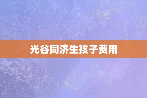 光谷同济生孩子费用