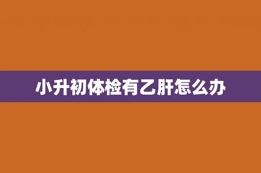 小升初体检有乙肝怎么办