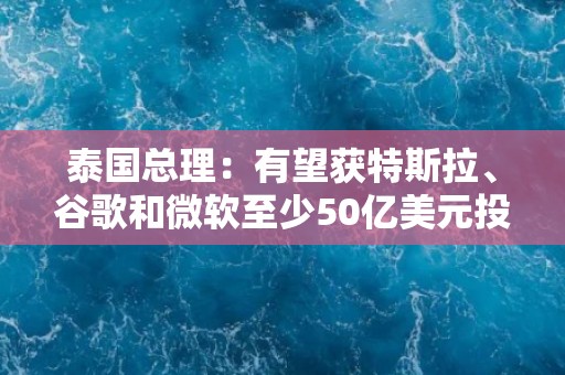 泰国总理：有望获特斯拉、谷歌和微软至少50亿美元投资