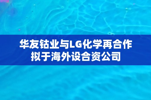 华友钴业与LG化学再合作拟于海外设合资公司