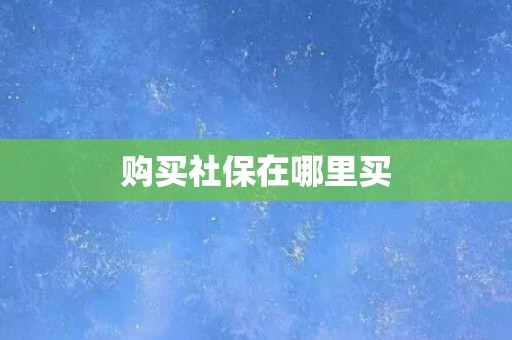 购买社保在哪里买
