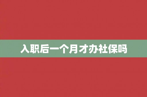 入职后一个月才办社保吗
