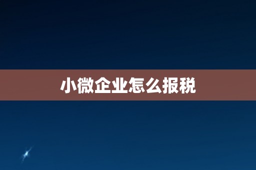 小微企业怎么报税