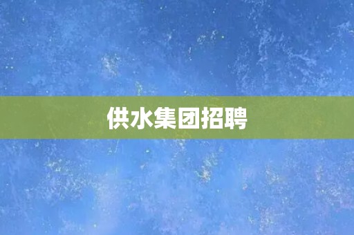 供水集团招聘