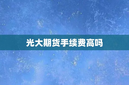 光大期货手续费高吗