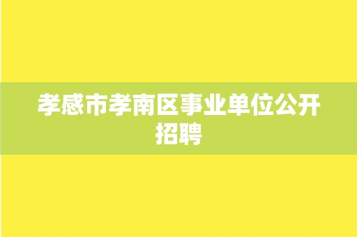 孝感市孝南区事业单位公开招聘