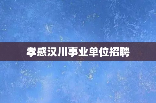 孝感汉川事业单位招聘