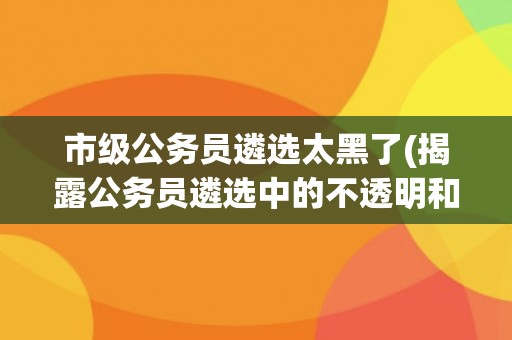 市级公务员遴选太黑了(揭露公务员遴选中的不透明和不公平现象) 市级公务员遴选太黑了(揭露公务员遴选中的不透明和不公平现象)