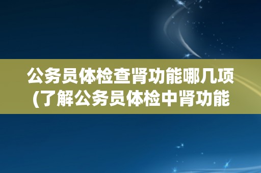 公务员体检查肾功能哪几项(了解公务员体检中肾功能检查的详细内容)