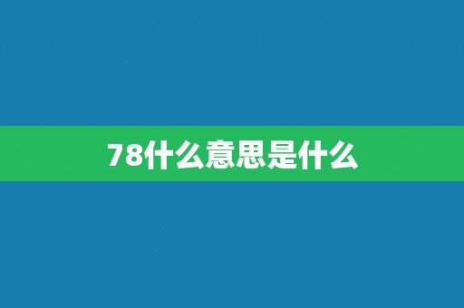 78什么意思是什么