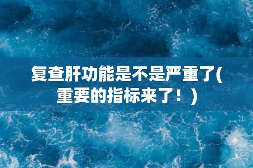复查肝功能是不是严重了(重要的指标来了！)