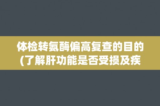 体检转氨酶偏高复查的目的(了解肝功能是否受损及疾病风险评估) 体检转氨酶偏高复查的目的(了解肝功能是否受损及疾病风险评估)