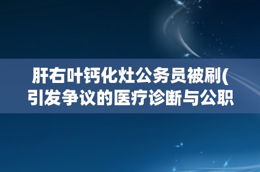 肝右叶钙化灶公务员被刷(引发争议的医疗诊断与公职选拔问题)