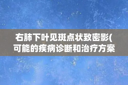 右肺下叶见斑点状致密影(可能的疾病诊断和治疗方案)